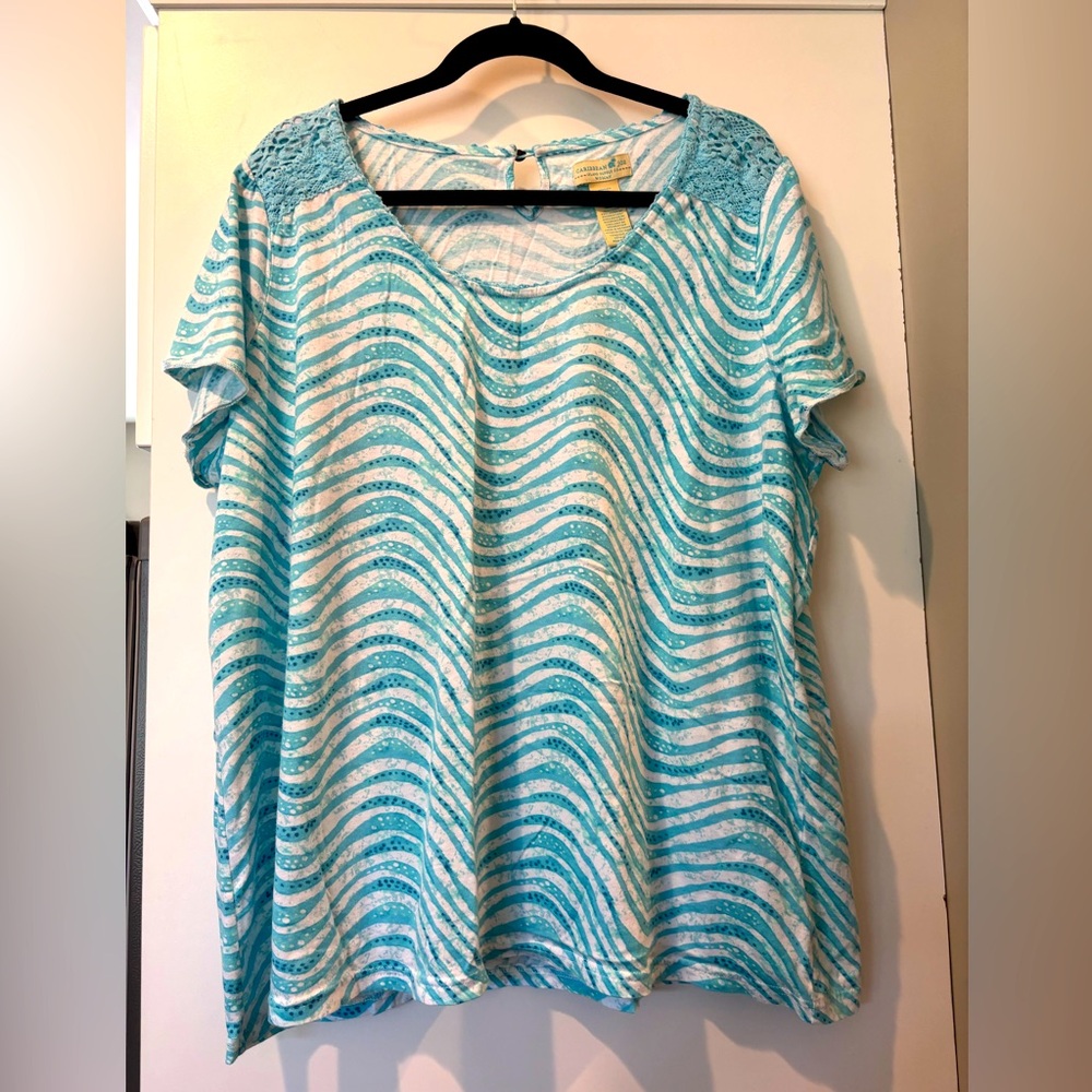 Caribbean Joe short sleeve cotton blend blouse NWT size 3X